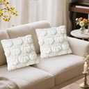 4 Pcs Fall Throw Pillow Covers 18x18, Autumn Decorations Soft Faux Fur Pillow Covers, Fluffy Plush Accent Pillow Cases for Harvest Thanksgiving Cushion Covers Sofa Home Decor(Pumpkin White)