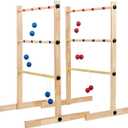 ApudArmis Ladder Toss Game Set, 35x26In Pine Wooden Golf Ladder Lawn Game with 6 Bolos Balls and Carrying Case - Outdoor Backyard Game for Teens Adults FamilyNew Version Sturdy Bolts