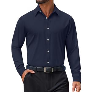 COOFANDY Mens Dress Shirt Long Sleeve Wrinkle Free Formal Shirts Business Casual Button Down Shirts, 3XL