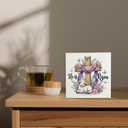 He Is Risen Christian Decor Wood Box Sign,Christian Easter Wooden Sign,Purple Religious Cross Lamb Wooden Signs,Spring Lily Flower Decor For Desk Tabletop Shelf Decoration 5x5 Inches
