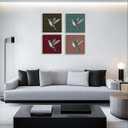 4 Pcs Vintage Hummingbird Gifts Hummingbird Decor Bird Lovers Garden Farmhouse Bathroom Home Girls Room Wall Decor Canvas Wall Art Artwork for Walls Paintings Pictures Framed Art Prints 7.8X7.8 Inch