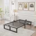Yitong Angel 10 inch Twin Bed Frame Low Profile Metal Platform Frames with Mattress Slide Stopper,Heavy Steel Slats Support,No Box Spring Needed,Noise Free,Non-Slip,Easy Assembly