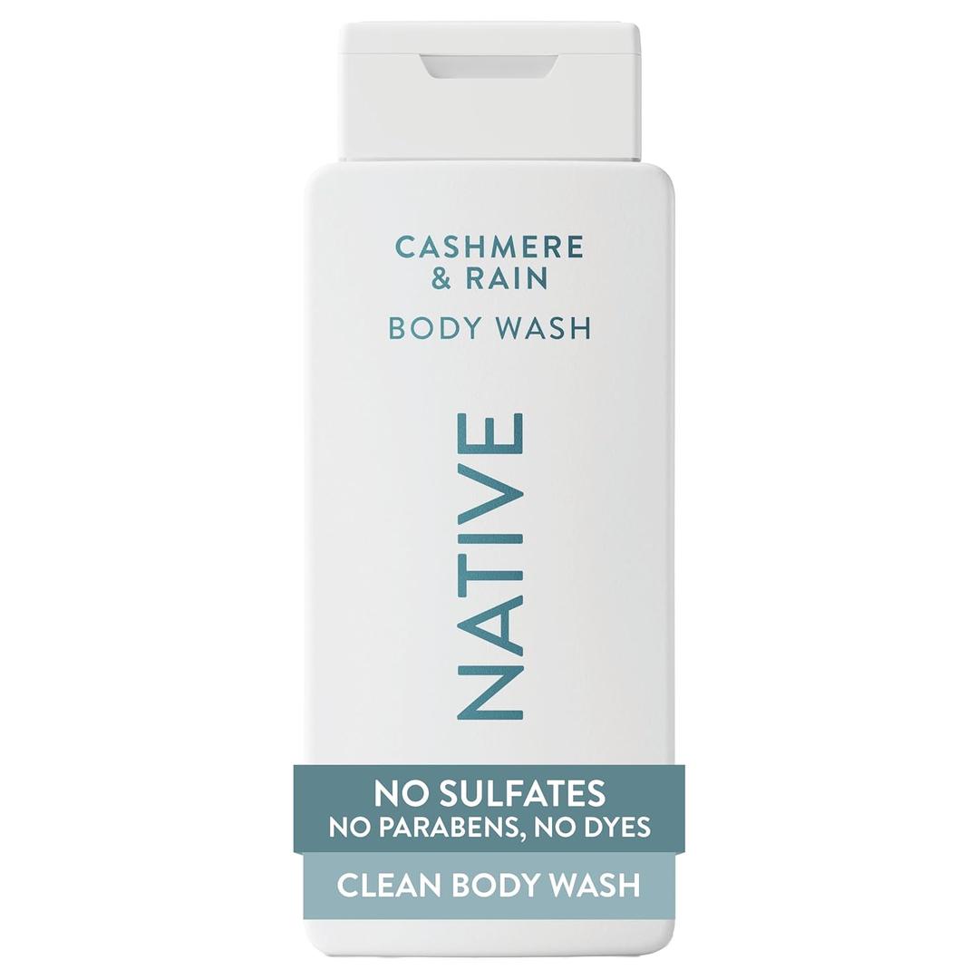 Native Body Wash Contains Naturally Derived Ingredients | For Women & Men, Sulfate, Paraben, & Dye Free Leaving Skin Soft and Hydrated | Cashmere & Rain 18 oz