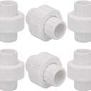 6Pcs 1/2" PVC Union Coupling Pipe Fitting (Socket x Socket) 1/2Inch PVC Slip Union PVC Adapter Coupling Schedule 40, EPDM O-Ring, White