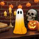 3 x Halloween Figurines Ghost Decor, Resin Statue Halloween Ghost Decorations, Cute Small Cute Ghost Figurine for Table Shelf Display, Decoration Indoor (Yellow)