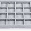 Oirlv 24 Grid Ice Velvet Jewelry Drawer Organizer Tray Stackable Jewelry Trays Removable Dividers for Rings Earring Storage Display