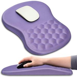 Hokafenle Ergonomic Mouse Pad Wrist Support with Massage Design, Wrist Rest Pain Relief Mousepad with Memory Foam&Non-Slip PU Base, Mouse Pads for Wireless Mouse & Desk (12x8 inch,Lavender)