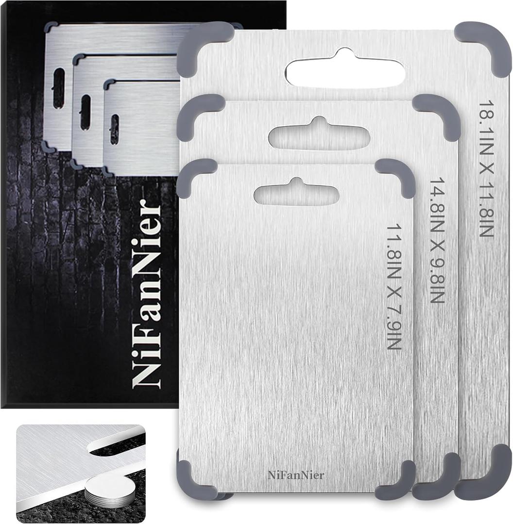 Titanium Cutting Board, 2026 New Upgrade 100% Pure Titanium Cutting Boards for Kitchen,Latest Thickened Version Thickness 0.06IN, Double-Sided Available Belt Guard Angle (18.1IN X 11.8IN)