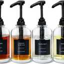 Coffee Syrup Dispenser for Coffee Bar, with 1/4oz Large Capacity Pump, Glass Syrup Pump Dispenser Bottle for Coffee Station, Coffee Bar Organizer, Black,16.9oz