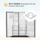 W11130203 Freezer Glass Shelf Compatible with Whirlpool Refrigerator, W10527849 W10773887 WPW10527849 Fridge Tempered Glass Shelf, Shelf Size 11.69" X 9.88"