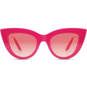Freckles Mark Vintage Retro Cateye Sunglasses for Women Bold Colorful Cat Eye UV400 Protection (Hot-pink)