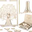 Tenceur 64 Pcs Wedding Guest Book Alternative 10'' x 13" Wooden Picture Frame with 60 Wooden Leaves 1 Box 1 Pen Rustic Wedding Decoration for Guest Sign Anniversary Baby Shower Birthday Party