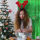 Square Tinsel Curtain Party Backdrop - 5pcs Glitter Foil Fringe Curtain Party Decor Green Photo Booth Backdrop Streamers for Halloween, Christmas, Birthday, Graduation, Wedding Party Decorations