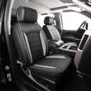 JOJOBAY Chevy Silverado Seat Covers,Leather Seat Covers for GMC Sierra,Custom Fit 2007-2024 1500 2500HD 3500HD Crew Double Extended Regular Cab,LT LZT RST(Full Set,Black Grey)