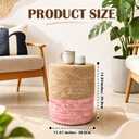 Barydat 2 Pcs 15'' Ottoman Pouf Natural Seagrass Braided Poof Hand Weaving Round Ottomans Boho Footrest Stool for Home Living Room Bedroom Patio(Natural and Pink)