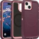 Magnetic Case for iPhone 13 Case/iPhone 14 Case/iPhone 15 Case, Heavy Duty Protective Phone Case, Shockproof Compatible with Magsafe Phone Cover for iPhone 15 6.1" Purple/Pink