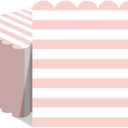 Epakh 100 Pcs Pink White Pastel Striped Cocktail Napkins with Wavy Edges Disposable Scalloped Beverage Napkins Bulk for Dinner Dessert Table Wedding Baby Bridal Shower Birthday 5 x 5 Inch