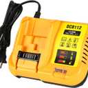 DCB112 Charger Repalcement for Dewalt 12v/20v Battery Charger Compatible with Dewalt 12v/20v Max Battery DCB200 DCB203 DCB125 DCB107 Yellow