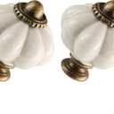 Antique White Pumpkin Knobs 12 Pack Ceramic Cabinet Knobs Vintage Drawer Pulls - Antique Dresser Pulls with Screws for Closet Drawer Cupboard Cabinet and DIY Home Project