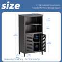 HITNET Black Bathroom Storage Cabinet, Freestanding Bamboo Floor Cabinet 5 Tier Tall Kitchen Cupboard with Door and Removable Shelves, Large