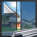LUTE One Way Window Privacy Film, Window Tint for Home, Sun Blocking UV Heat Blocker, See Out Not in Reflective Mirror Film, Removable Static Cling Glass Door Coverings, Silver, 17.5" x 78.7"