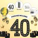 4FT Marquee Light Up Numbers, Black Giant Marquee Number Big Mosaic Number for 40th Birthday Party Decorations Backdrop Anniversary Decor, Pre-Cut Frame