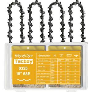4-Pack 18 Inch Chainsaw Chain, Fits Stihl ms250 Chain.325" Pitch .063" Gauge 68 Drive Links Full Chisel Saw Chains Fits Stihl (PRE 2023 .063" Gauge) 025, MS251, 3005 008 4717-36390050068, V68 Chain