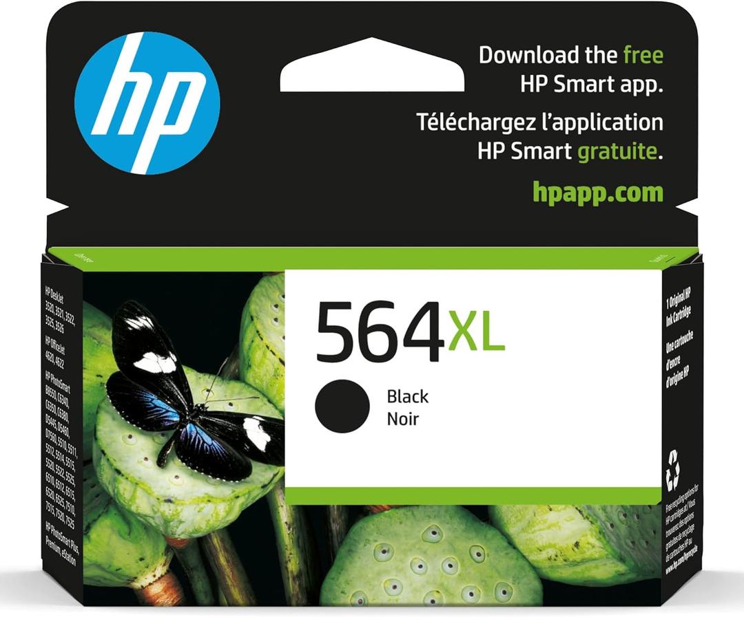 HP 564XL Black High-Yield Ink | Works with DeskJet 3500; OfficeJet 4620; PhotoSmart B8550, C6300, D5400, D7560, 5510, 5520, 6510, 6520, 7510, 7520, Plus, Premium, eStation Series | CN684WN