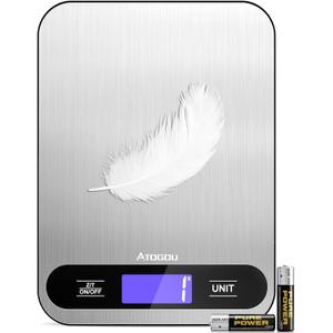 Atogou Food Scale, 33lb/ 15kg Digital Kitchen Scale with Full View LCD Display, Durable Stainless Steel Surface, for Cooking, Baking, Meal Prep Black