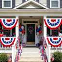 2 x 4 FT American Fan Bunting for Outside 4 Pack Patriotic Pleated Fan Flag Red White Blue 4th of July Decorations USA Flags for Outdoor Yard Party Independence Memorial Day Decor