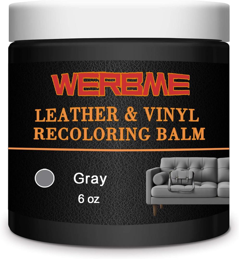 Leather Recoloring Balm & Color Restorer - Multipurpose Dye & Paint for Faded Leather Couches, Car Seats, Shoes | Fix Scratches on Clothing, Furniture & Accessories(Gray) (small size)