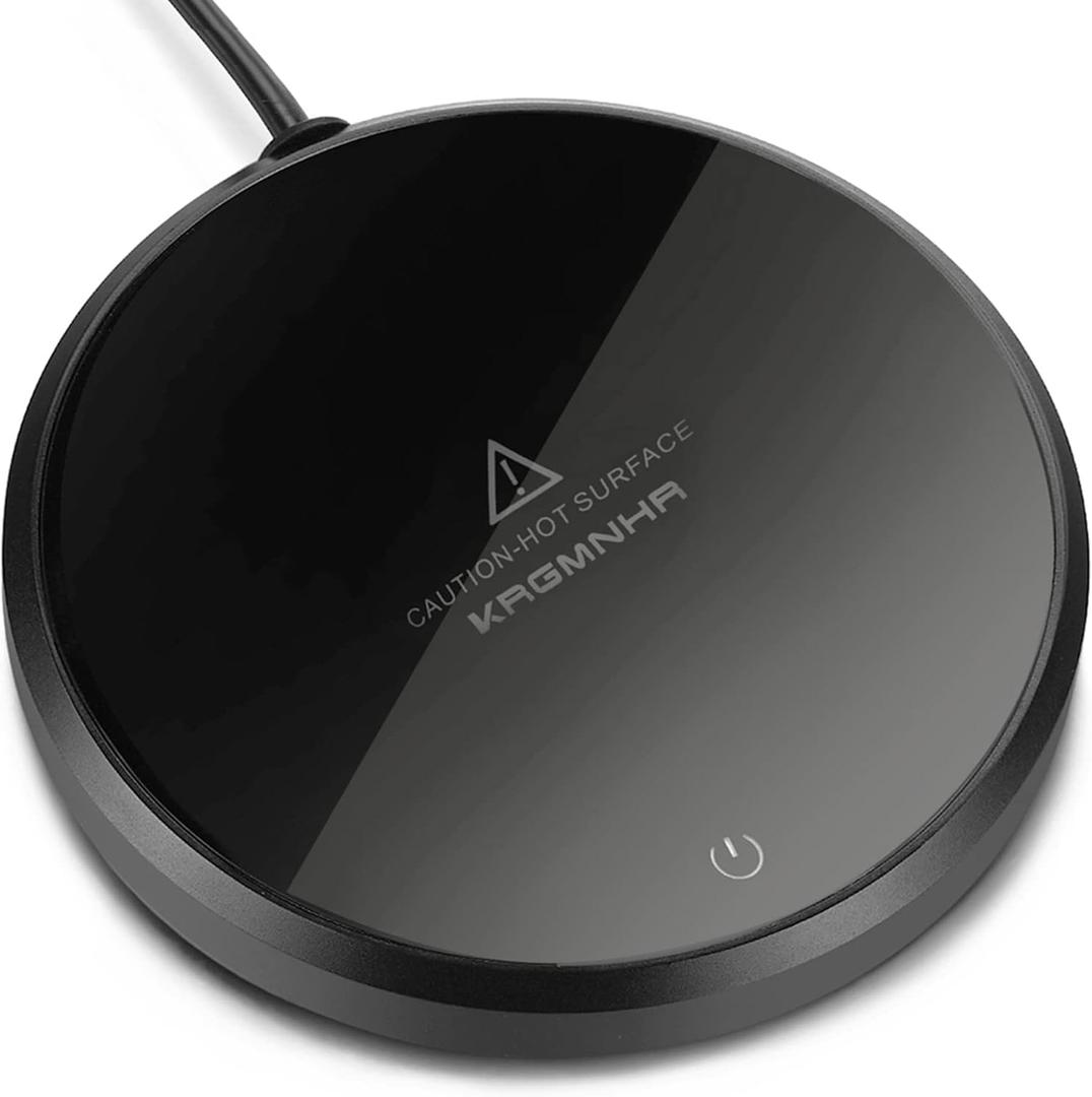 Coffee Mug Warmer, KRGMNHR Auto-Shutoff Cup Warmer for Home Office Desk Use, Electric Beverage Warmer Heating Plate for Tea, Water, Cocoa, Milk (Black-2)