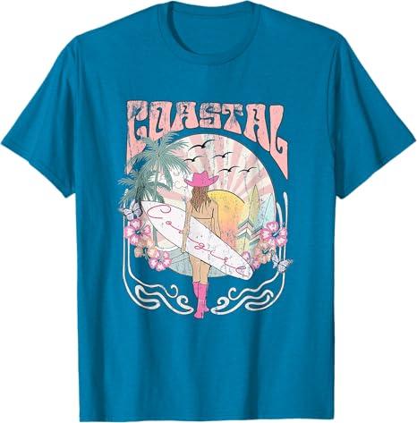 Coastal Cowgirl Aesthetic Cowgirl Surf Beach Cowgirls Outfit T-Shirt Small