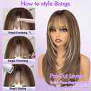 Eawwii Beginner-Friendly Wig with Bangs for Women Sandy Blonde Straight Face-Framing Layers Hairstyle 4x4 Realistic Scalp Glueless Synthetic Wigs Medium Length for Everyday Use