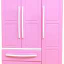 TY-LOPIU Three-Door Pink Modern Wardrobe Play Set, for Barbi Furniture Can Put Shoes for Your Child Have Fun