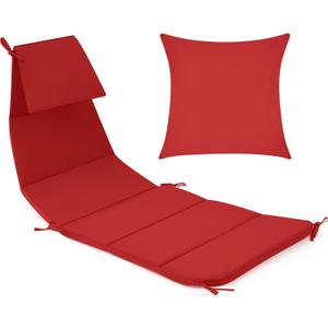 Duraaamo Set of 2 Outdoor Hanging Lounge Chair Cushion Replacement and Umbrella Set, Cushion Pad with Shade Cloth, Waterproof Patio Swing Hammock Chair Pad for Garden Porch Backyard(Red)