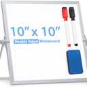 ARCOBIS Small WhiteBoard with Stand 10" X 10", Magnetic Double-Sided Dry Erase White Board Easel for Desk Students Home Office