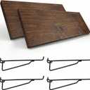 2 Pack Pegboard Shelves with Brackets, Peg Shelf Board with Hooks Fits 1/8" 1/4" Pegs Slots, Peg Board Organizer Accessories Various Tools Storage Arrange System for Garage Craft Workshop (Brown)