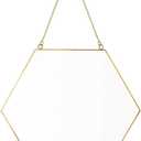 Dahey Gold Hexagon Mirror Wall Decor Small Decorative Mirror Hanging Mirrors for Wall Home Bathroom Bedroom Living Room Dorm College Office, 11.81"X10.24", Small, Gold