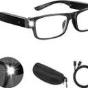 NZQXJXZ 200% Magnifying Glasses with Light,USB Rechargeable LED Lighted Magnifying Eyewear,Hands Free Head Magnifier Eyeglasses for Close Work, Hobbies,Reading,Craft,DIY Black