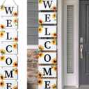 Threan 59 Inch Sunflower Welcome Sign Wooden Porch Sign 3D Welcome Hanging Wall Signs with 7 Sunflower Panels Farmhouse Front Porch Summer Outdoor Decor Rustic Wooden Signs for Home Kitchen Garden
