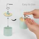 Bathroom Accessories Bath Set of 6, Toothbrush Holder, Soap Dispenser, Trash Can, Soap Dish, Toothbrush Cup and Toilet Brush Holder, Green (Green-bamboo Lid)