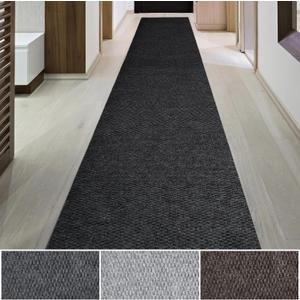 iCustomRug Entryway Mat, 3 x 10ft, Black, Indoor/Outdoor, Waterproof TPR Backing, Low-Profile All-Weather Utility Carpet