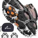 Sportneer Crampons： Ice Cleats for Shoes and Boots with 28 Spikes - Traction Slip-on Stretch Footwear for Walking and Shoveling on Ice and Snow - Lightweight for Women and Men