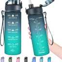 Enerbone Water Bottle, Leakproof BPA & Toxic Free, Motivational Water Bottle with Times to Drink and Straw, Fitness Sports Water Bottle with Strap for Office, Gym, Outdoor Sports (24 Ounces, Interstellar)