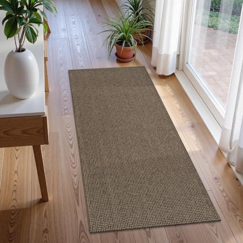 Uphome Kitchen Runner Rug, 2x4'3 Washable Boho Rug Runners for Hallways Non Slip, Low Pile Woven Cotton Modern Carpet Runners, Stain Resistant Bedroom Runner Rug for Hallway Entryway, Black/Natural