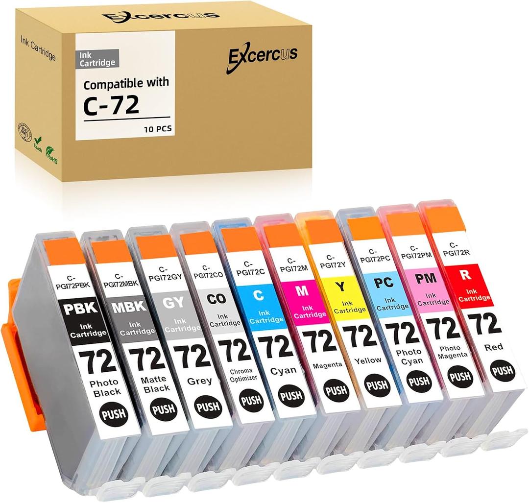 CLI-72 CLI72 C-72 Ink Cartridge Compatible for Canon PIXMA Pro-10 PIXMA PRO-10S (1Photo Black/1Matte Black, 1 Cyan/1Magenta/1Yellow/1Photo Cyan/1Photo Magenta/1Red, 1Gray/1Chroma Optimizer)
