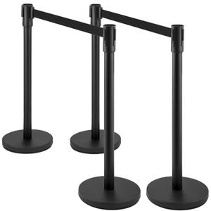 4 PCs Stanchions with Retractable Belts - Heavy Duty Crowd Control Barriers with Weighted Rubber Base, 6.5FT Retractable Belt Stanchions for Crowd Control Barriers (Black) 4 PCs Stanchions with Retractable Belts - Heavy Duty Crowd Control Barriers with Weighted Rubber Base, 6.5FT Retractable Belt Stanchions for Crowd Control Barriers (Black)