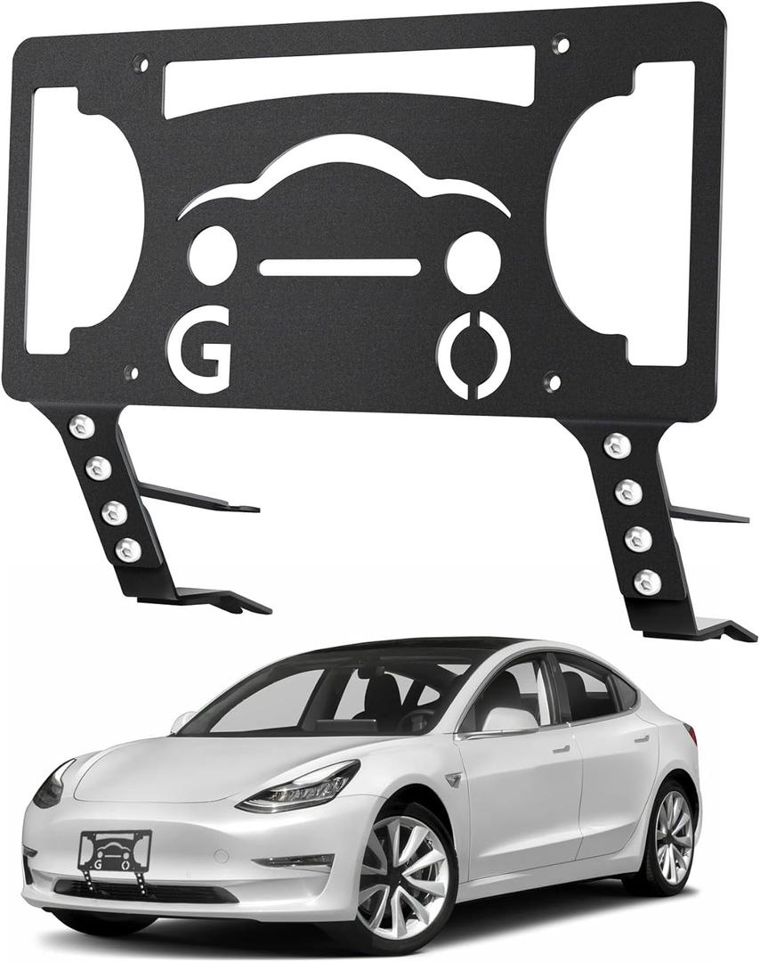 Model 3 Front License Plate Holder Fit for Tesla Model 3 2024 Accessories No Drill License Plate Bracket Kit No Adhesives License Plate Frame Front License Plate Mount for Tesla Model 3 Accessories