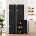 Iwell Tall Black Bathroom Cabinet with 2 Doors and 1 Drawer, Bathroom Storage Cabinet with Adjustable Shelves, Narrow Storage Unit for Living Room, Entryway, Kitchen, Black, 11.8"d X 15.7"w X 67.1"h